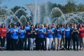 United Way of York County, SC volunteers giving thumps up by a water fountain